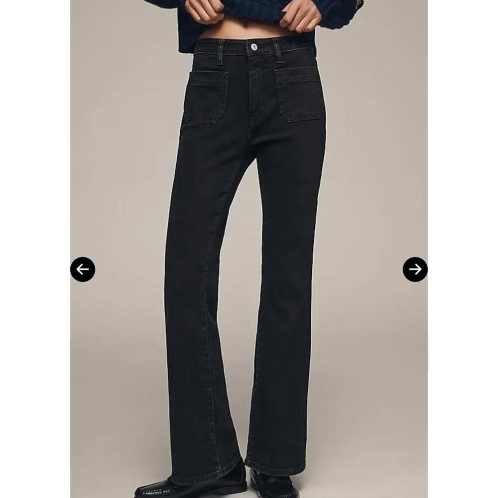 PILCRO Anthropologie The Icon Flare Jeans Mid Rise Black Wash Women’s size 32 - Picture 14 of 15